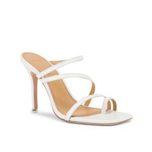 Black Suede Studio Cindy White Leather Mule Sandal Stiletto Size 10.5 NIB